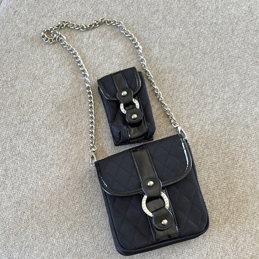 Elegant Black Quilted Chain Bag Set